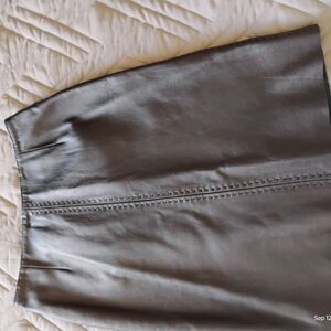 Petite Sophisticate Charcoal Leather Mini Skirt